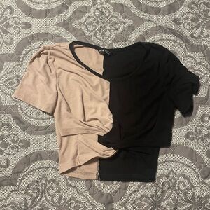 SHEIN Black and Tan Crop Top
